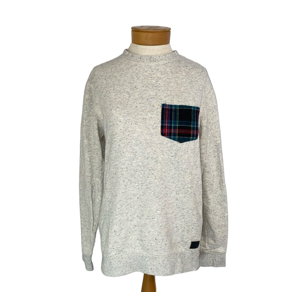 Modern Amusement Plaid Pocket Sweatshirt Spackle Small